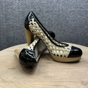 Cole Haan Womens Stephanie Patent Weave Platform Pumps SZ 7.5 Air Tech‎ Black